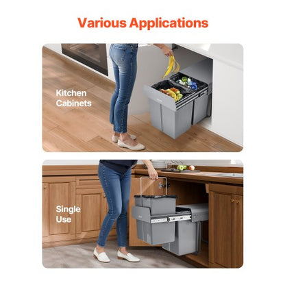 Doppelter 20Lx2 Ausziehbarer Abfalleimer für unter den Küchenschrank | EU