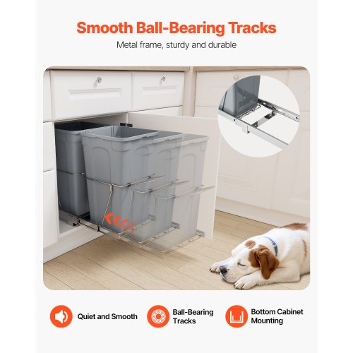 Doppelter ausziehbarer Abfalleimer, unter dem Schrank, Küchenabfalleimer, Papierkorb