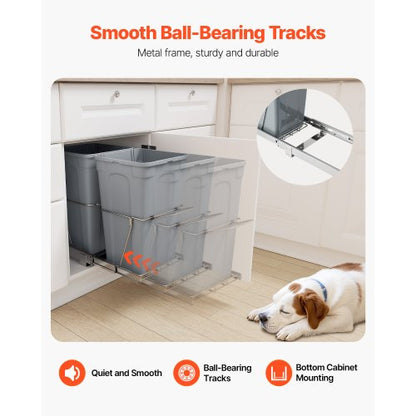 Doppelter ausziehbarer Abfalleimer, unter dem Schrank, Küchenabfalleimer, Papierkorb