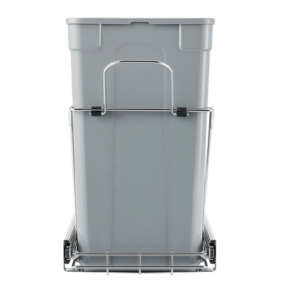 Pullout Trash Can for Kitchen Cabinets, 27QTx2 Double Under Sink Garbage Waste Recycling Bin, Under Mount Waste Container, with Heavy Duty Metal Full Extension Sliding System and Handle