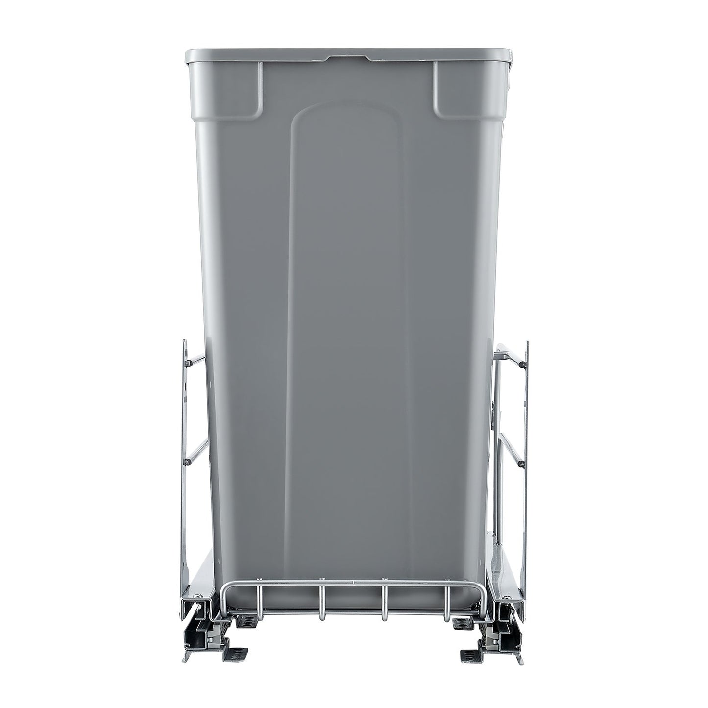 Pull-Out Trash Can, 27 QT x2 Double Under Mount Kitchen Waste Container, Heavy Duty Garbage Recycling Bin with Door Kit and Soft Close Slide, for Kitchen Cabinet, Sink, Under Counter (Grey)