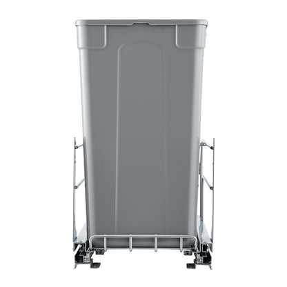 Pull-Out Trash Can, 27 QT x2 Double Under Mount Kitchen Waste Container, Heavy Duty Garbage Recycling Bin with Door Kit and Soft Close Slide, for Kitchen Cabinet, Sink, Under Counter (Grey)