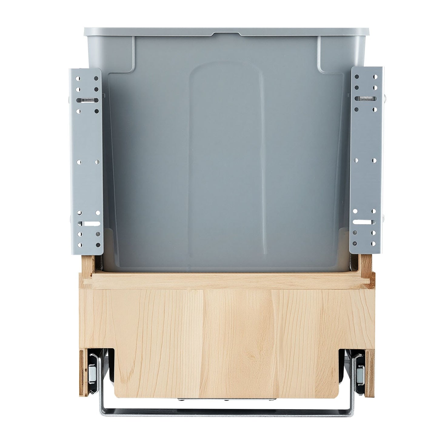 Wood Pullout Trash Can for Kitchen Cabinets, 35 QT x2 Double Under Sink Garbage Waste Recycling Bin, Under Mount Waste Container, with Heavy Duty Metal Soft Close Sliding System and Door Kit