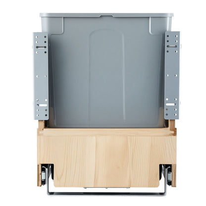 Wood Pullout Trash Can for Kitchen Cabinets, 35 QT x2 Double Under Sink Garbage Waste Recycling Bin, Under Mount Waste Container, with Heavy Duty Metal Soft Close Sliding System and Door Kit