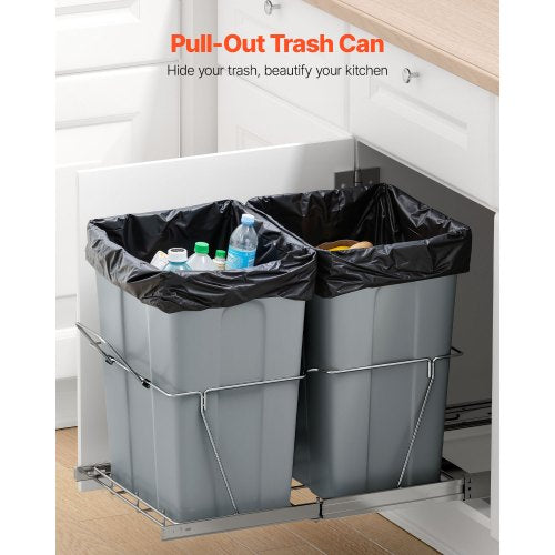Double Pull-out Waste Bin Under Cabinet Kitchen Waste Bin Paper Basket