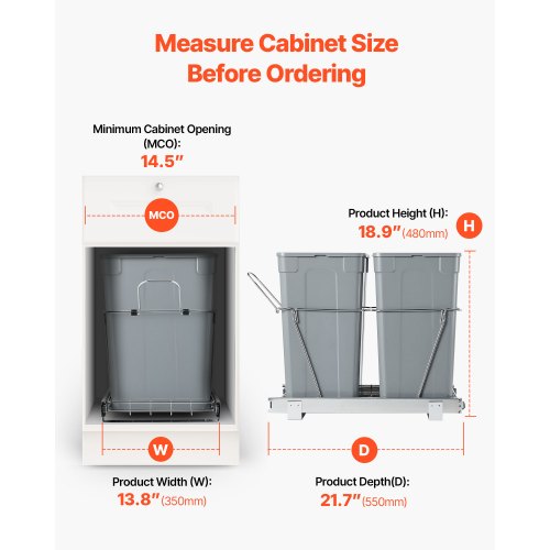 Double Pull-out Waste Bin Under Cabinet Kitchen Waste Bin Paper Basket
