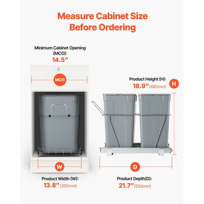 Double Pull-out Waste Bin Under Cabinet Kitchen Waste Bin Paper Basket