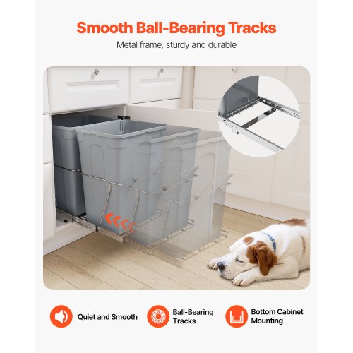 Double Pull-out Waste Bin Under Cabinet Kitchen Waste Bin Paper Basket