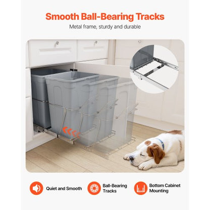 Double Pull-out Waste Bin Under Cabinet Kitchen Waste Bin Paper Basket