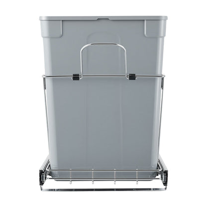 Pullout Trash Can for Kitchen Cabinets, 35 QT x2 Double Under Sink Garbage Waste Recycling Bin, Under Mount Waste Container, with Heavy Duty Metal Full Extension Sliding System and Handle