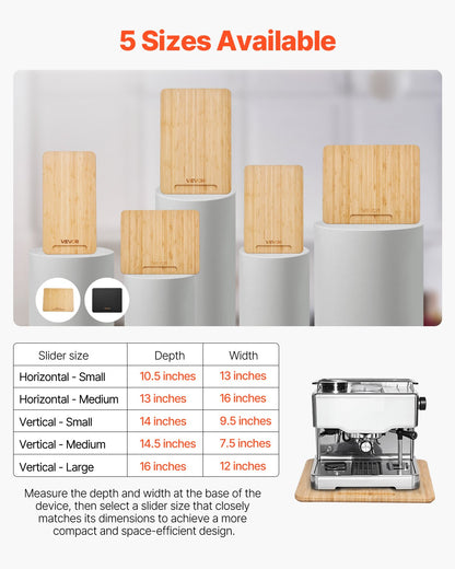Appliance Slider, Small 10.5 x 13-inch, Rolling Sliding Tray with Rubber Wheels & Hollow Handle, Easy to Clean, Appliance Rolling Tray for Coffee Maker, Kitchen Countertop, Natural Wood