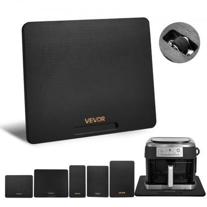 Appliance Slider, Medium 13 x 16-inch, Rolling Sliding Tray with Silent Rubber Wheels & Hollow Handle, Easy to Clean, Appliance Rolling Tray for Coffee Maker, Kitchen Countertop, Black