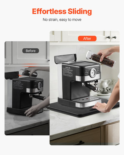 Appliance Slider, Medium 13 x 16-inch, Rolling Sliding Tray with Silent Rubber Wheels & Hollow Handle, Easy to Clean, Appliance Rolling Tray for Coffee Maker, Kitchen Countertop, Black