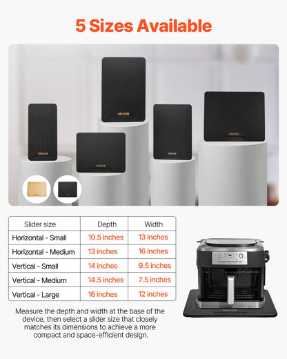 Appliance Slider, Medium 13 x 16-inch, Rolling Sliding Tray with Silent Rubber Wheels & Hollow Handle, Easy to Clean, Appliance Rolling Tray for Coffee Maker, Kitchen Countertop, Black