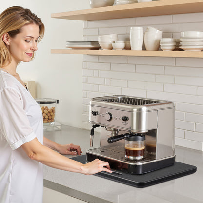 Appliance Slider, Medium 13 x 16-inch, Rolling Sliding Tray with Silent Rubber Wheels & Hollow Handle, Easy to Clean, Appliance Rolling Tray for Coffee Maker, Kitchen Countertop, Black