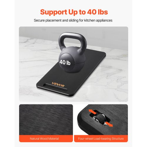 Geräteschrank, 36,8 x 19,1 cm, Auszugstablett für Kaffeemaschine, Schwarz