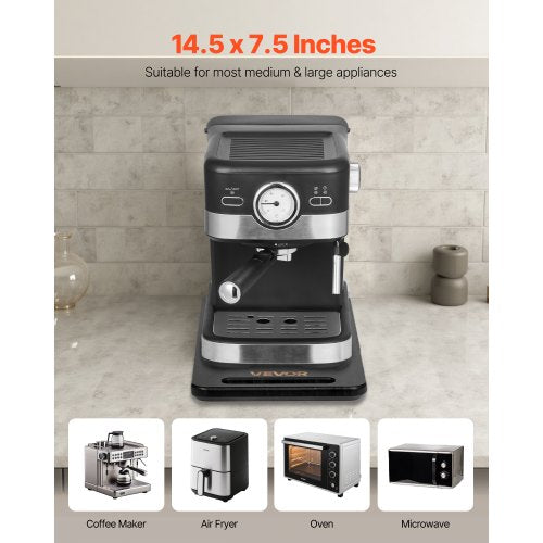 Geräteschrank, 36,8 x 19,1 cm, Auszugstablett für Kaffeemaschine, Schwarz