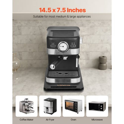 Geräteschrank, 36,8 x 19,1 cm, Auszugstablett für Kaffeemaschine, Schwarz