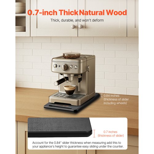 Geräteschrank, 36,8 x 19,1 cm, Auszugstablett für Kaffeemaschine, Schwarz