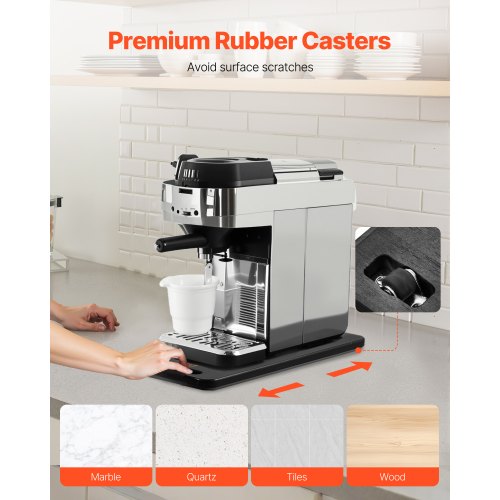 Geräteschrank, 36,8 x 19,1 cm, Auszugstablett für Kaffeemaschine, Schwarz