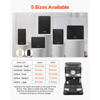 Geräteschrank, 36,8 x 19,1 cm, Auszugstablett für Kaffeemaschine, Schwarz