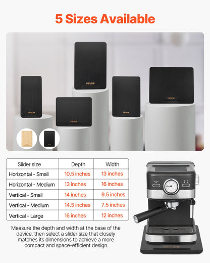 Appliance Slider, Large 16 x 12-inch, Rolling Sliding Tray with Silent Rubber Wheels & Hollow Handle, Easy to Clean, Appliance Rolling Tray for Coffee Maker, Kitchen Countertop, Black