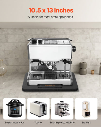 Appliance Slider, Small 10.5 x 13-inch, Rolling Sliding Tray with Silent Rubber Wheels & Hollow Handle, Easy to Clean, Appliance Rolling Tray for Coffee Maker, Kitchen Countertop, Black