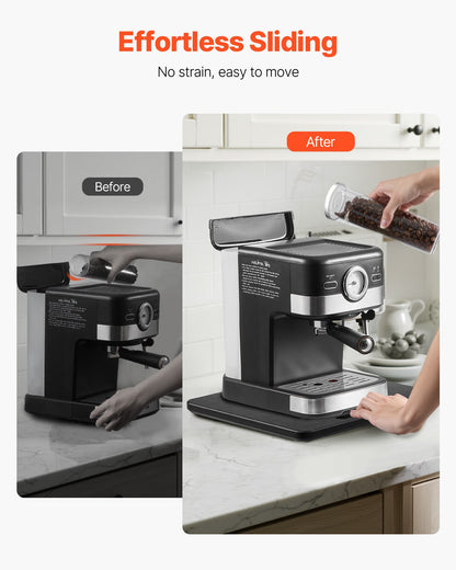 Appliance Slider, Small 10.5 x 13-inch, Rolling Sliding Tray with Silent Rubber Wheels & Hollow Handle, Easy to Clean, Appliance Rolling Tray for Coffee Maker, Kitchen Countertop, Black