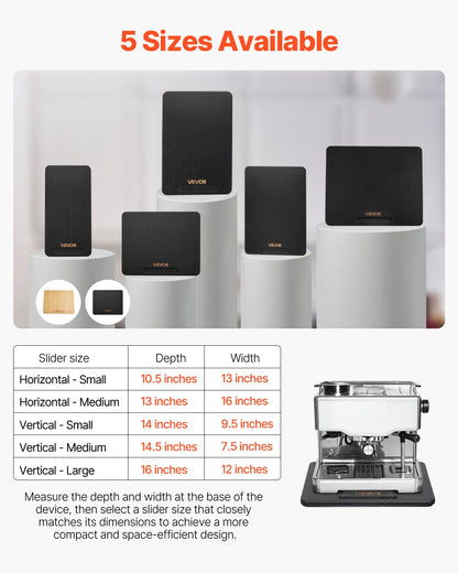 Appliance Slider, Small 10.5 x 13-inch, Rolling Sliding Tray with Silent Rubber Wheels & Hollow Handle, Easy to Clean, Appliance Rolling Tray for Coffee Maker, Kitchen Countertop, Black