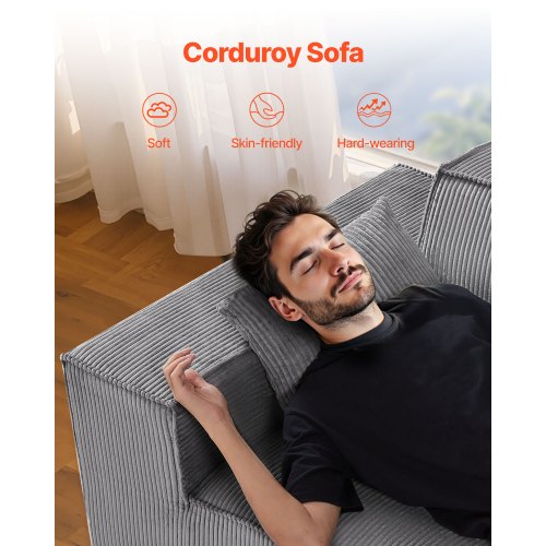 Loveseat Sofa 63 cm 2-Sitzer kleines Manchester Sofa kein Aufbau nötig grau