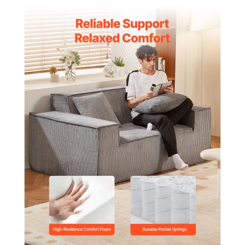 Loveseat Sofa 63 cm 2-Sitzer kleines Manchester Sofa kein Aufbau nötig grau