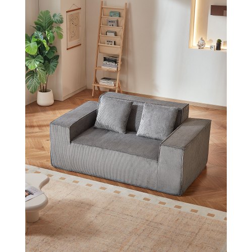 Loveseat Sofa 63 cm 2-Sitzer kleines Manchester Sofa kein Aufbau nötig grau