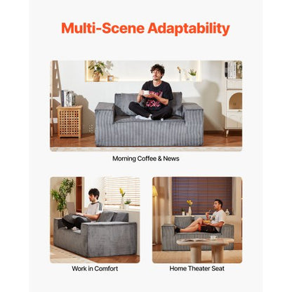 Loveseat Sofa 63 cm 2-Sitzer kleines Manchester Sofa kein Aufbau nötig grau