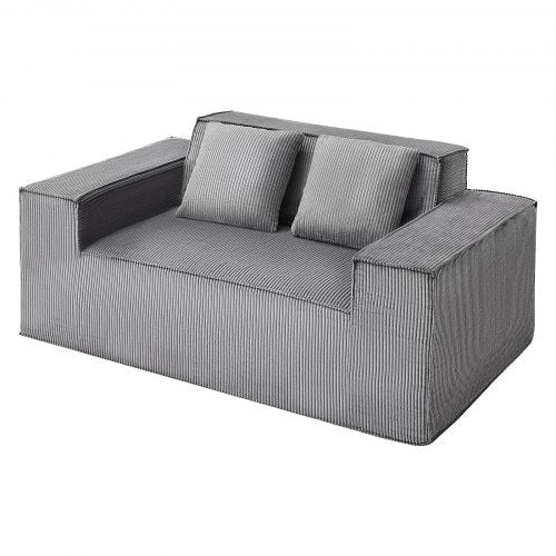 Loveseat-soffa 63 cm 2-sits liten manchestersoffa ingen montering krävs grå
