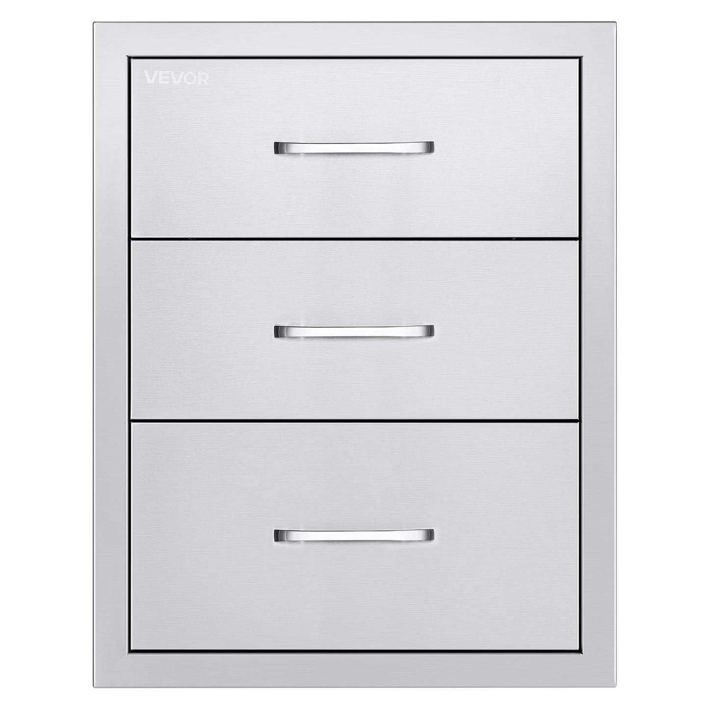 Outdoor Kitchen Drawers 18.11"W x 23.23"D x 23.23"H, Triple-Access Stainless Steel BBQ Drawers with Handles, BBQ Island Drawer for Outdoor Kitchens or Barbeque Island Patio Grill Station