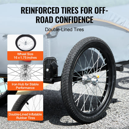 Bike Cargo Trailer, 100 lbs lastkapacitet, tung cykelvagn, hopfällbar kompakt förvaring med universalfäste, vattentätt skydd, 16" hjul, säkra reflektorer, passar 22"-28" cykelhjul