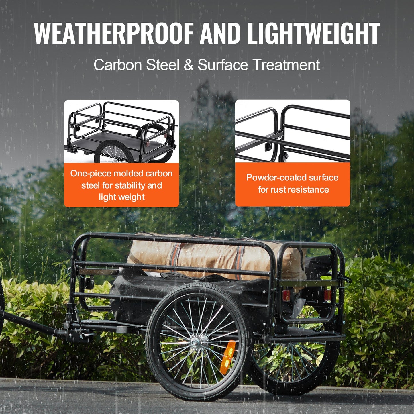 Bike Cargo Trailer, 160 lbs Load Capacity, Heavy-Duty Bicycle Wagon Cart, Foldable Compact Storage & Quick Release with Universal Hitch, 16" Wheels, Safe Reflectors, Fits 22"-28" Bike Wheels