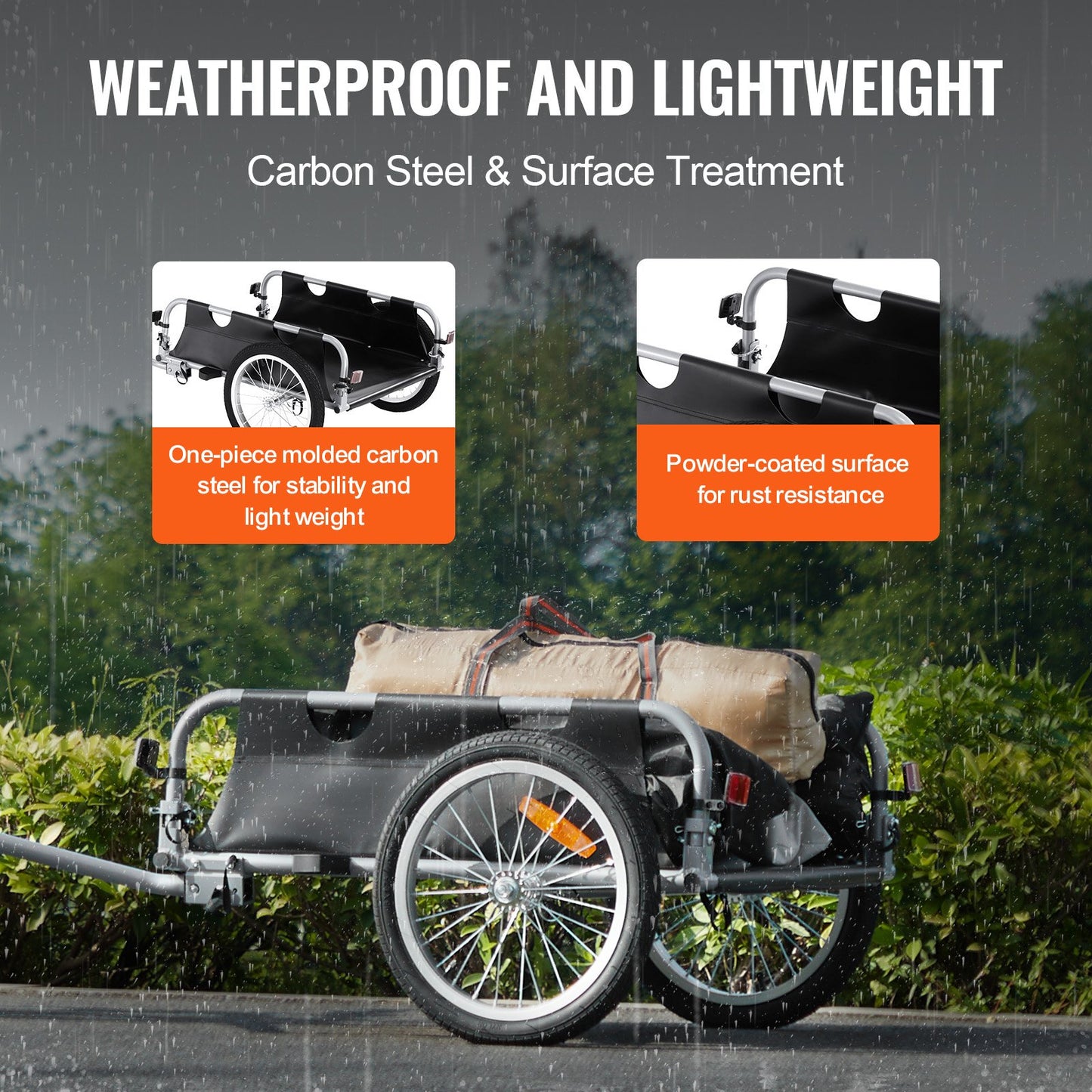 Bike Cargo Trailer, 100 lbs Load Capacity, Heavy-Duty Bicycle Wagon Cart, Foldable Compact Storage & Quick Release with Universal Hitch, 16" Wheels, Safe Reflectors, Fits 22"-28" Bike Wheels