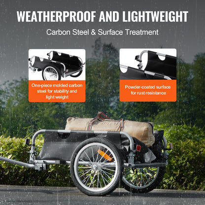 Bike Cargo Trailer, 100 lbs Load Capacity, Heavy-Duty Bicycle Wagon Cart, Foldable Compact Storage & Quick Release with Universal Hitch, 16" Wheels, Safe Reflectors, Fits 22"-28" Bike Wheels