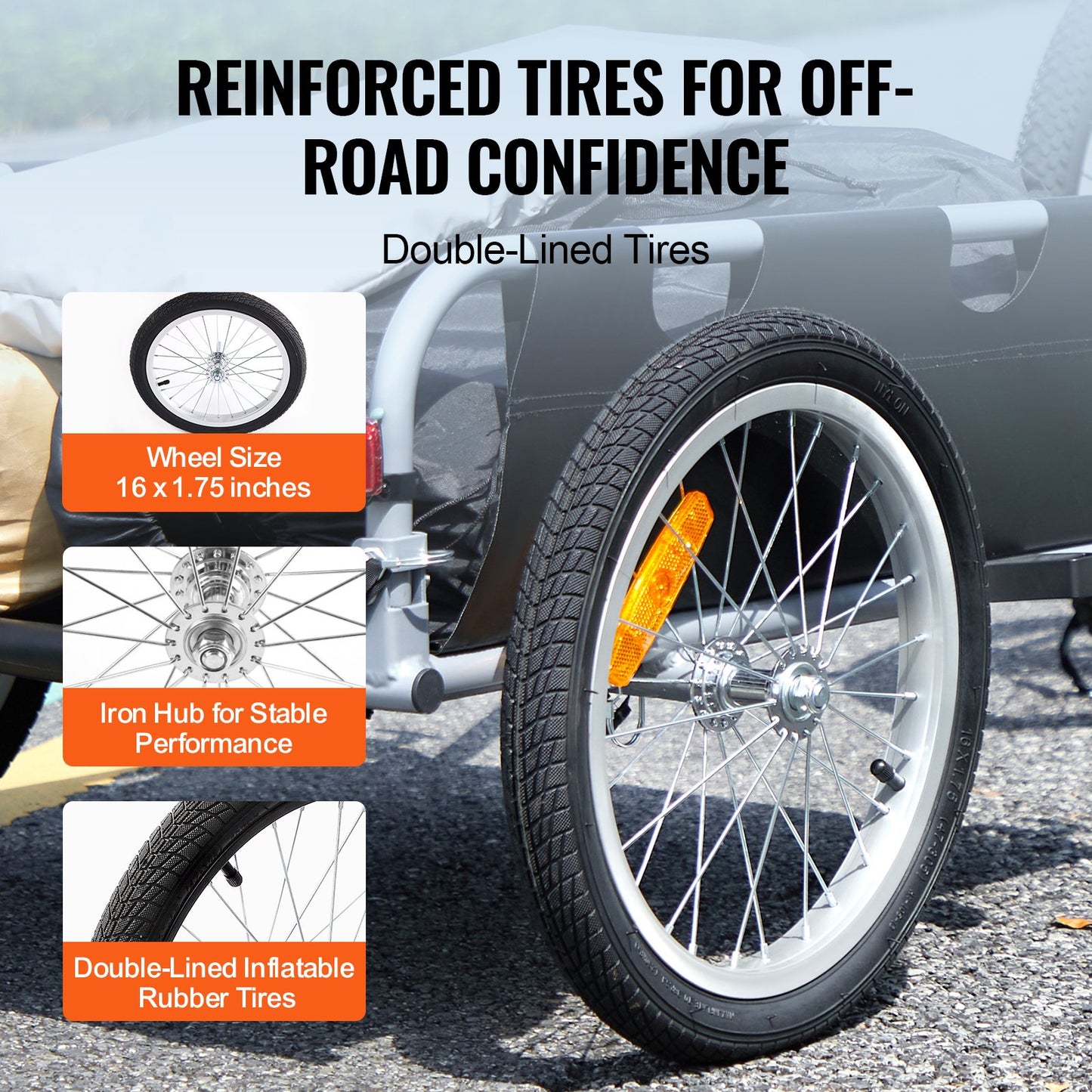 Bike Cargo Trailer, 100 lbs lastkapacitet, kraftig cykelvagn, hopfällbar kompakt förvaring och snabbkoppling med universalkoppling, 16" hjul, säkra reflektorer, passar 22"-28" cykelhjul