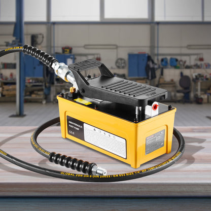 10,000PSI Air Hydraulic Pump, 0.42 Gal Reservoir, NPT 3/8 In Oil Outlet, NPT 1/4 In Inlet, Aluminum Shell Air Actuated Treadle Foot Pump, for Automobile Repair Frame Machine & Hydraulic Press