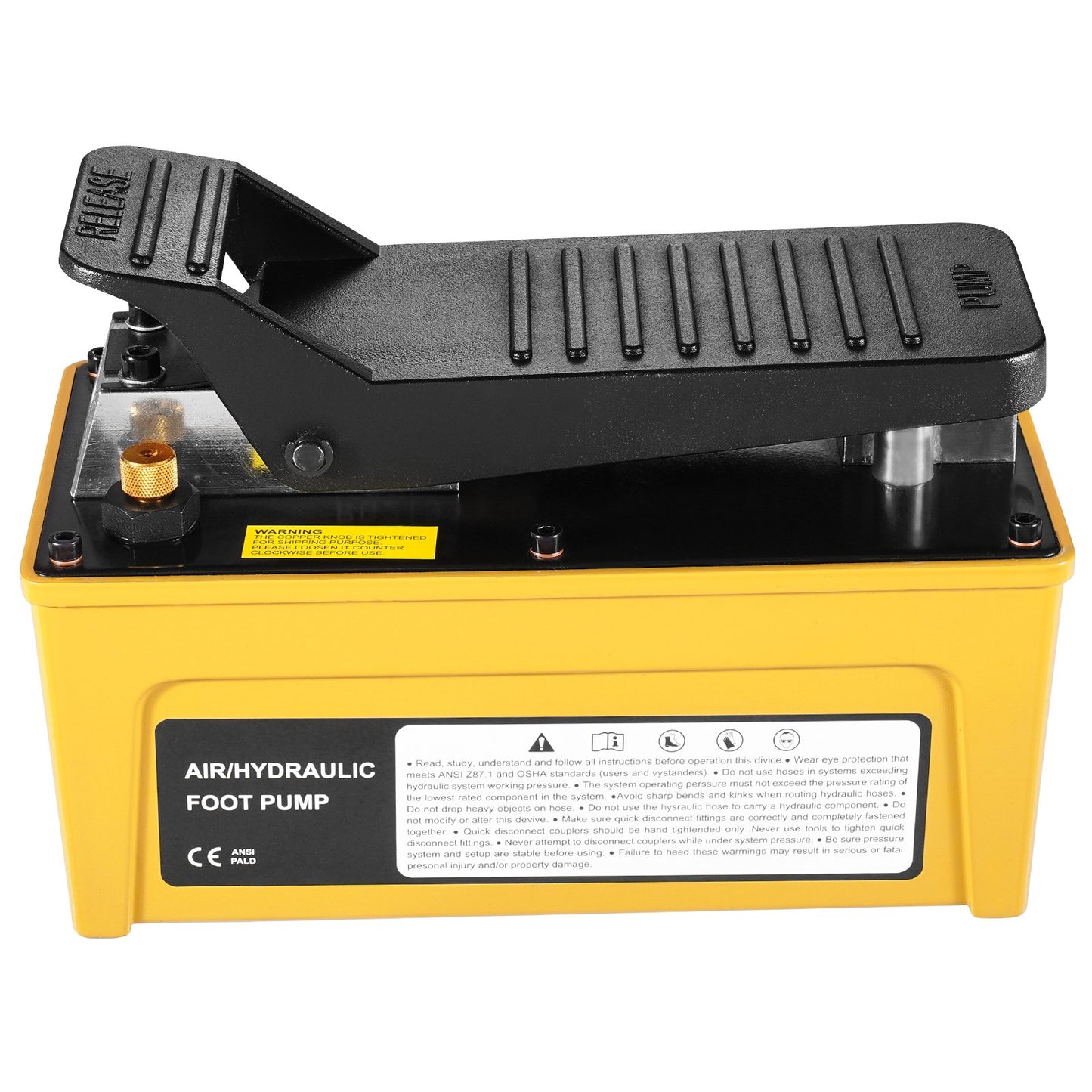 Lufthydraulikpumpe 10000 PSI, 1,6-l-Öltank, 340 l/min Luftstrom, Npt 3/8-Zoll-Ölauslass, Npt 1/4-Zoll-Einlass, luftbetriebene Fußpumpe mit 6,56 Fuß/2 m langem Ölschlauch für Autoreparaturrahmenmaschinen und Hydraulikpressen