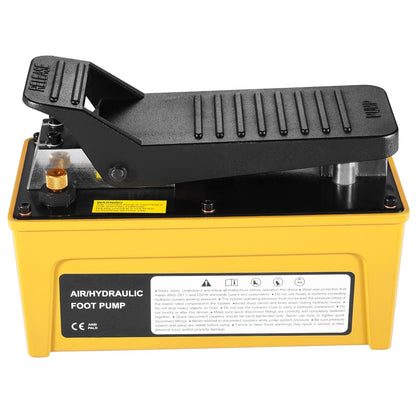 Lufthydraulikpumpe 10000 PSI, 1,6-l-Öltank, 340 l/min Luftstrom, Npt 3/8-Zoll-Ölauslass, Npt 1/4-Zoll-Einlass, luftbetriebene Fußpumpe mit 6,56 Fuß/2 m langem Ölschlauch für Autoreparaturrahmenmaschinen und Hydraulikpressen