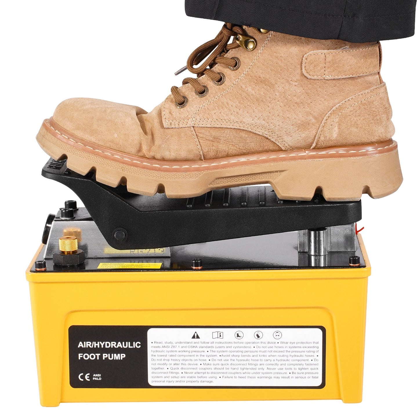 Lufthydraulikpumpe 10000 PSI, 1,6-l-Öltank, 340 l/min Luftstrom, Npt 3/8-Zoll-Ölauslass, Npt 1/4-Zoll-Einlass, luftbetriebene Fußpumpe mit 6,56 Fuß/2 m langem Ölschlauch für Autoreparaturrahmenmaschinen und Hydraulikpressen