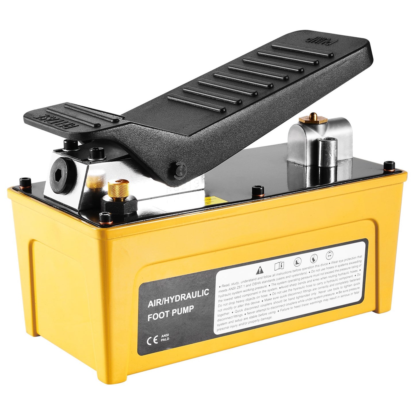 Lufthydraulikpumpe 10000 PSI, 1,6-l-Öltank, 340 l/min Luftstrom, Npt 3/8-Zoll-Ölauslass, Npt 1/4-Zoll-Einlass, luftbetriebene Fußpumpe mit 6,56 Fuß/2 m langem Ölschlauch für Autoreparaturrahmenmaschinen und Hydraulikpressen