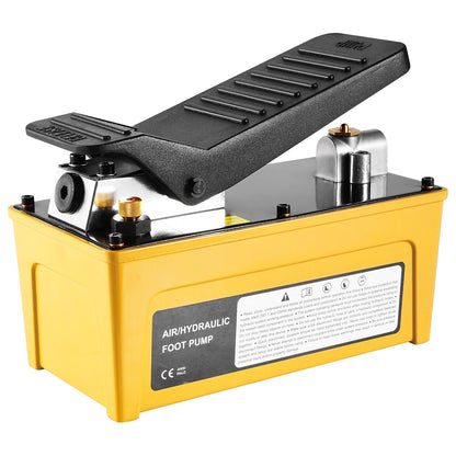 Lufthydraulikpumpe 10000 PSI, 1,6-l-Öltank, 340 l/min Luftstrom, Npt 3/8-Zoll-Ölauslass, Npt 1/4-Zoll-Einlass, luftbetriebene Fußpumpe mit 6,56 Fuß/2 m langem Ölschlauch für Autoreparaturrahmenmaschinen und Hydraulikpressen