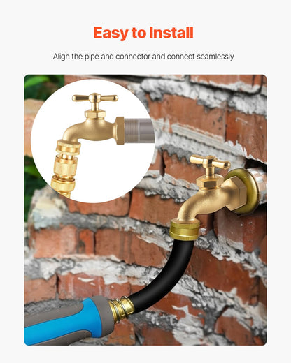 Hose Bibb, 3/4" MIP x 3/4" MHT Connection, Multi-Turn Garden Valve, Heavy Duty Brass Hose Bib, Outdoor Water Faucet Spigot, Brass Plumbing Fitting, Compatible with Copper, Galvanized Pipes
