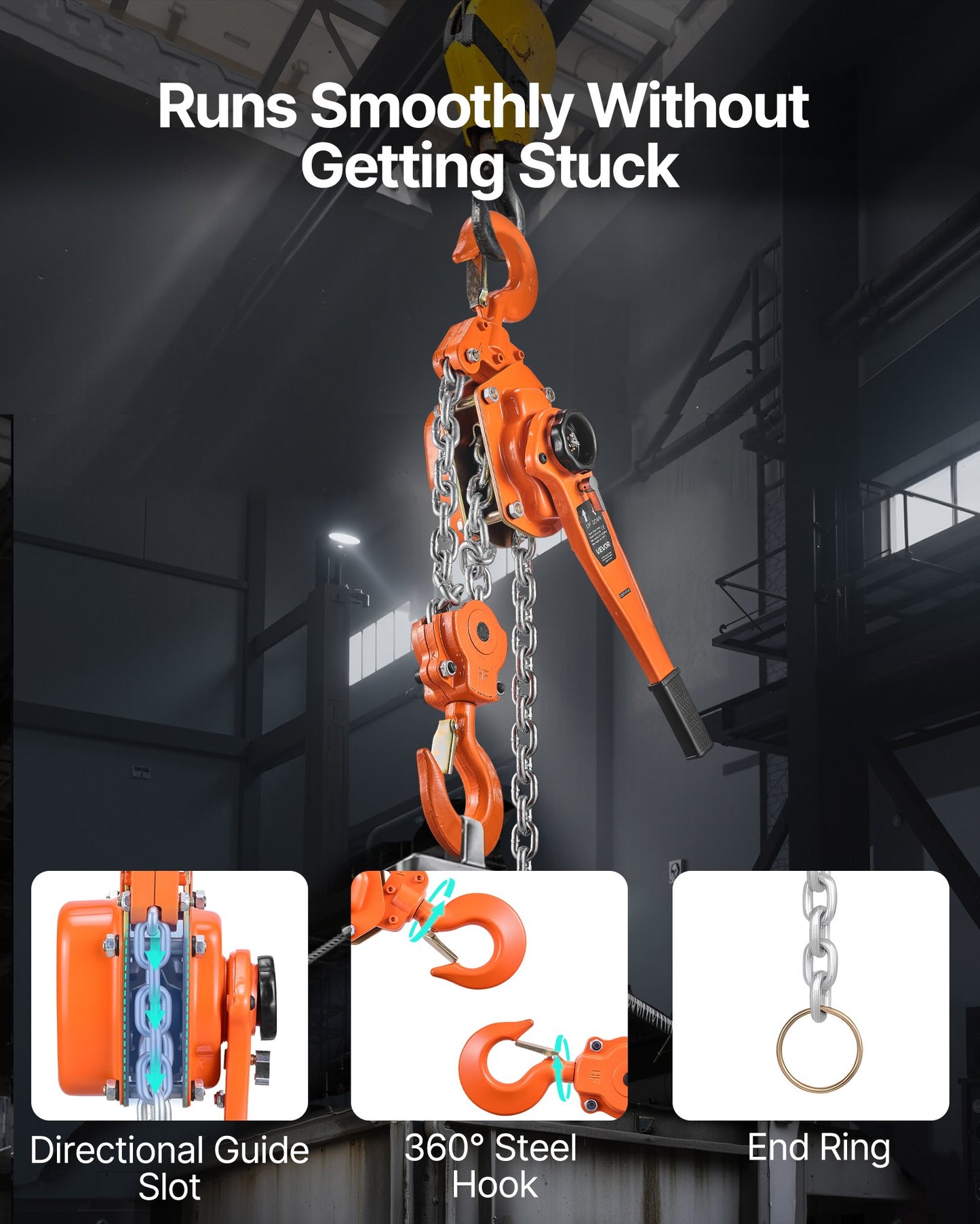 Manual Lever Chain Hoist, 6T 13200LBS Capacity Heavy Duty Come Along, 10FT Lift G80 Alloy Steel Chain With Dual Pawl Mechanical Brake,360°Rotating Hooks, for Warehouse Construction Garage