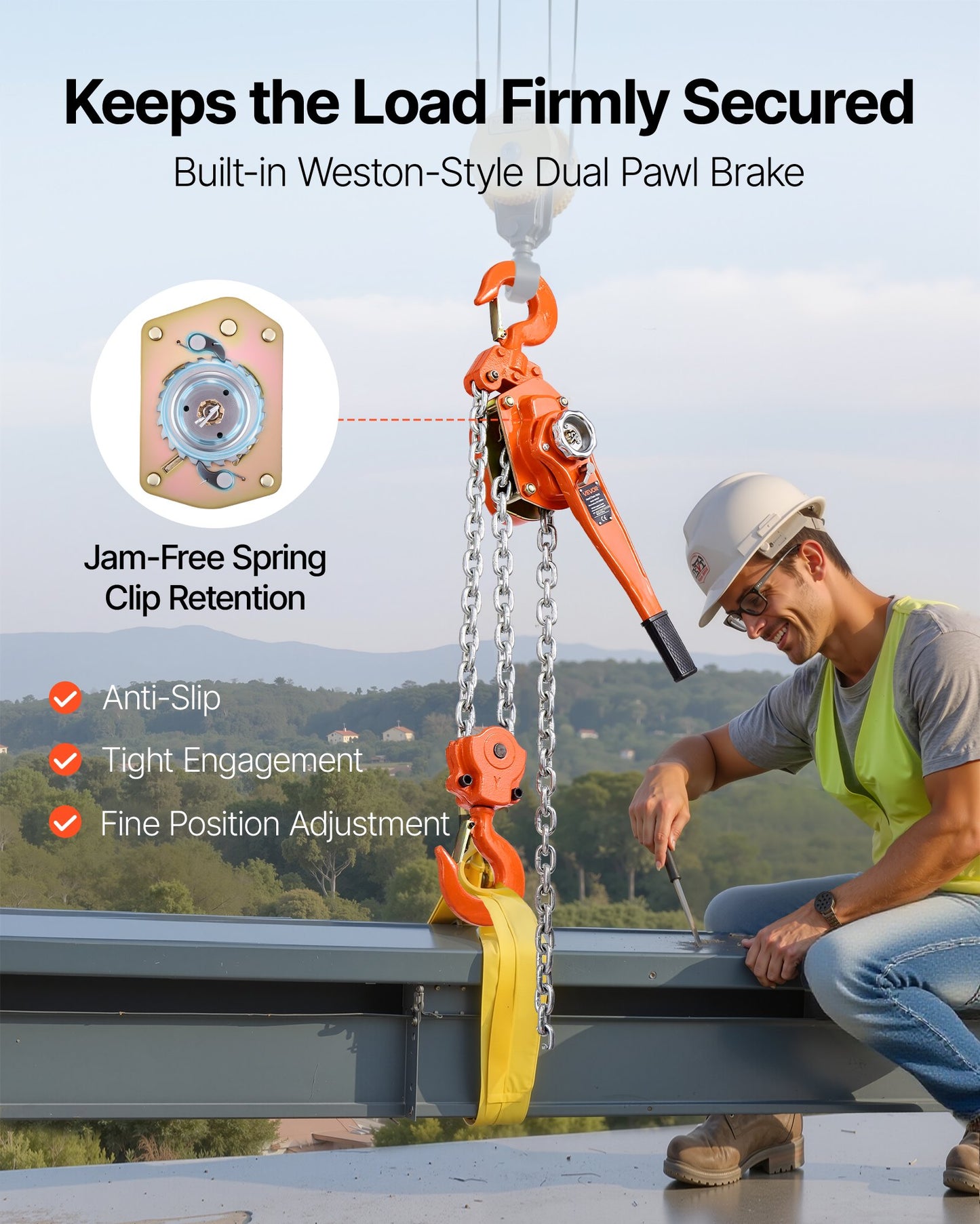Manual Lever Chain Hoist, 6T 13200LBS Capacity Heavy Duty Come Along, 20FT Lift G80 Alloy Steel Chain With Dual Pawl Mechanical Brake,360°Rotating Hooks, for Warehouse Construction Garage