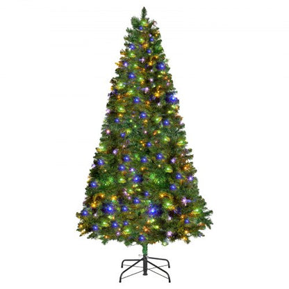 Christmas Tree, 7.2ft Prelit Artificial Xmas Tree, Full Holiday Decor Trees with 470 Colorful LED Lights, 11 Lighting Modes, 1346 Branch Tips & Sturdy Metal Base for Home Party Office Decoration